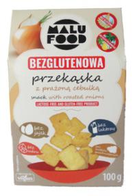 Przekąska (snaki) z prażoną cebulką bezglutenowe bez dodatku cukru 100g Malu Food